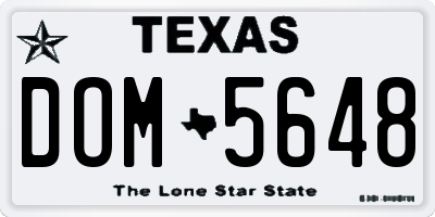 TX license plate DOM5648