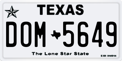 TX license plate DOM5649