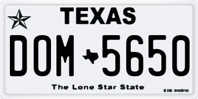 TX license plate DOM5650