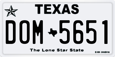 TX license plate DOM5651