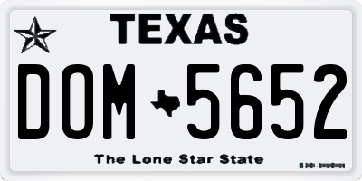 TX license plate DOM5652