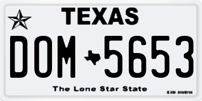 TX license plate DOM5653