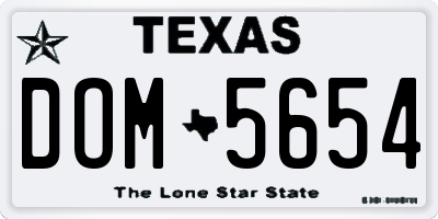 TX license plate DOM5654
