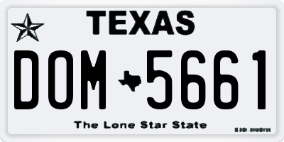 TX license plate DOM5661