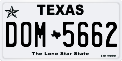 TX license plate DOM5662