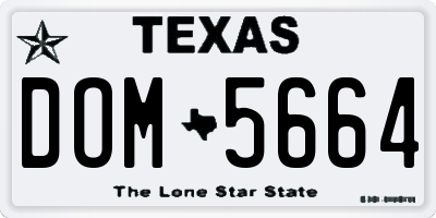 TX license plate DOM5664