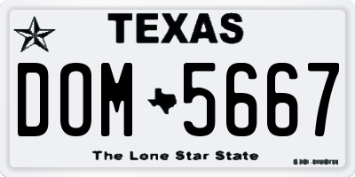 TX license plate DOM5667