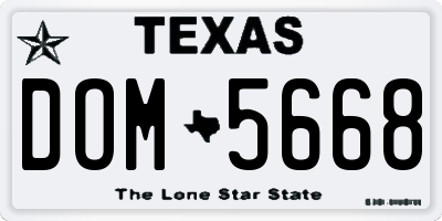 TX license plate DOM5668