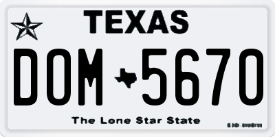 TX license plate DOM5670