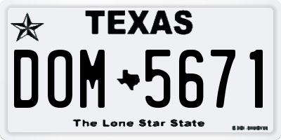 TX license plate DOM5671