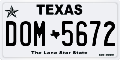 TX license plate DOM5672