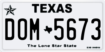 TX license plate DOM5673