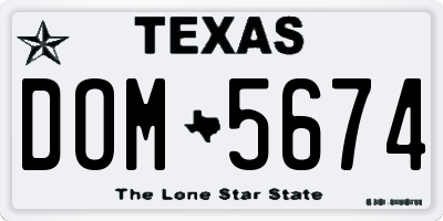 TX license plate DOM5674
