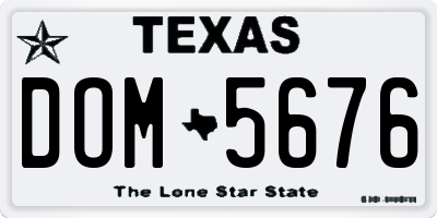 TX license plate DOM5676