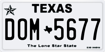 TX license plate DOM5677