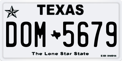 TX license plate DOM5679