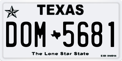 TX license plate DOM5681