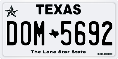 TX license plate DOM5692