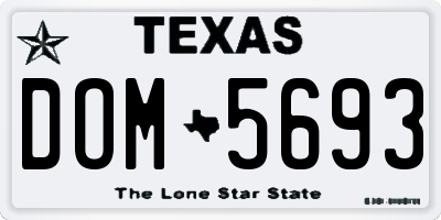 TX license plate DOM5693