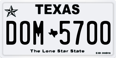 TX license plate DOM5700