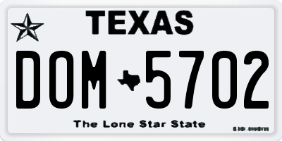 TX license plate DOM5702