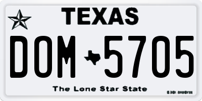 TX license plate DOM5705