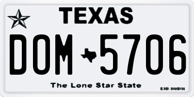 TX license plate DOM5706