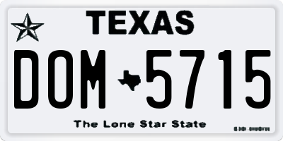 TX license plate DOM5715