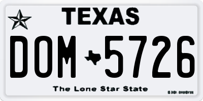 TX license plate DOM5726