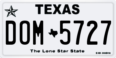 TX license plate DOM5727