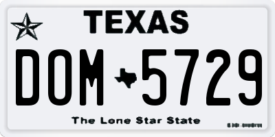 TX license plate DOM5729
