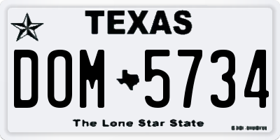 TX license plate DOM5734