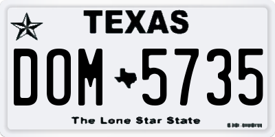 TX license plate DOM5735