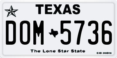 TX license plate DOM5736