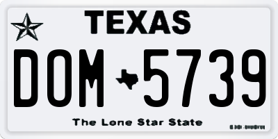 TX license plate DOM5739