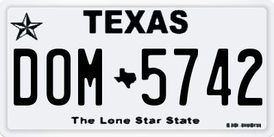 TX license plate DOM5742