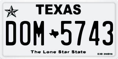 TX license plate DOM5743