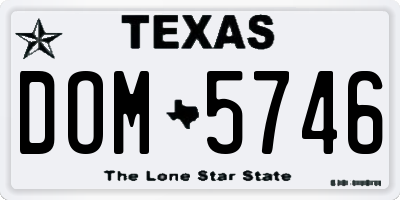 TX license plate DOM5746