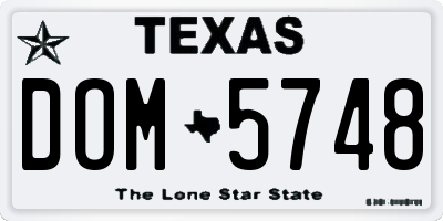 TX license plate DOM5748