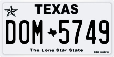 TX license plate DOM5749
