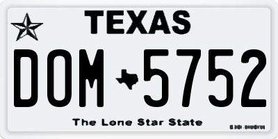 TX license plate DOM5752