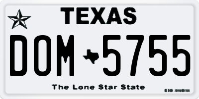 TX license plate DOM5755