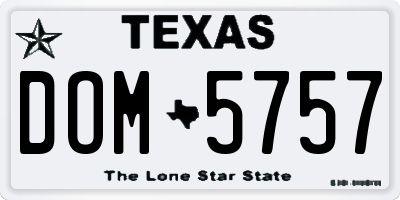 TX license plate DOM5757
