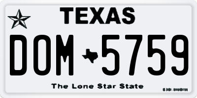 TX license plate DOM5759