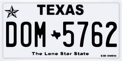 TX license plate DOM5762
