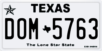 TX license plate DOM5763