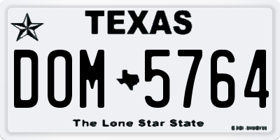 TX license plate DOM5764
