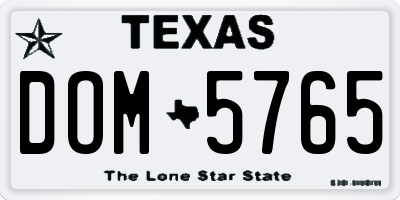 TX license plate DOM5765