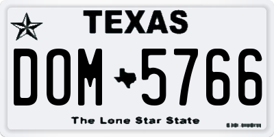 TX license plate DOM5766