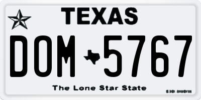 TX license plate DOM5767